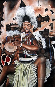 African Painting - Jared Minjikenda Drummer from Africa